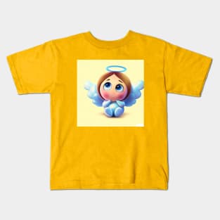 AI Art Cute Angel 3 Abstract Expressionism Effect Kids T-Shirt